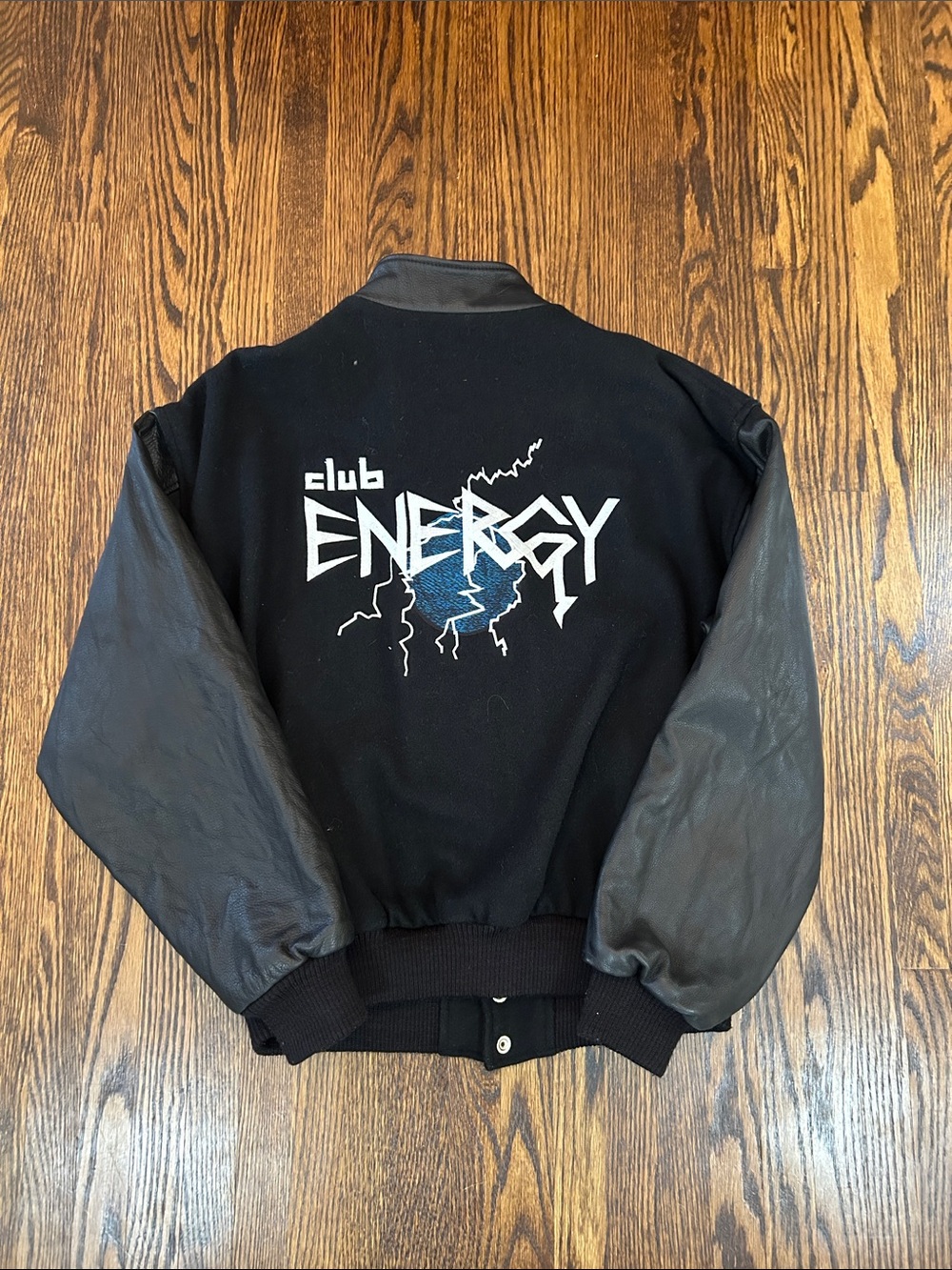 Vintage Y2K Club Energy Leather and Wool Letterman Jacket